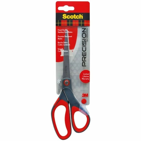 Scotch Precision Scissors, 8", Red/Gray 1448
