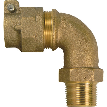 Anderson Metals 1'' 90 Deg. Brass Elbow MIP Polyethylene Pipe Connector, 1/4 Bend 9691616CTSLFBAG