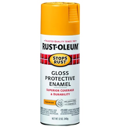Rust-Oleum Spray Paint, Tuscan Sun, Gloss, Solvent, 12 Oz 298537