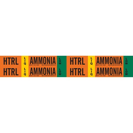 Brady HTRL LIQ AMMONIA LOW Pipe Marker, 1.125in H x 7in W, Card of 4 EA, 4PK 145915