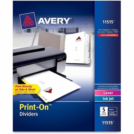 Avery reg Customizable PrintOn Dividers, White AVE11515