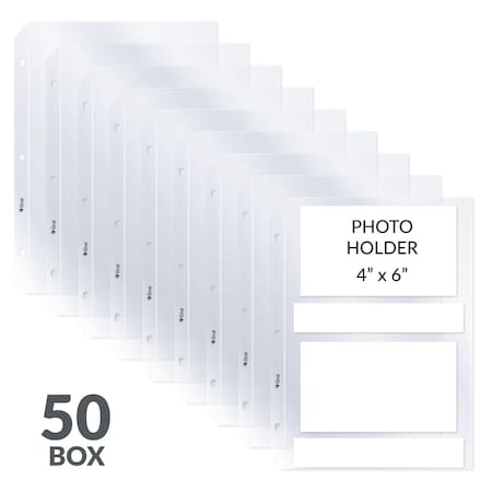 C-Line Products 8-1/8" x 11-1/4" Clear 35mm Ring Binder 5 x 7 Photo Storage Pages, 50/BX 52564