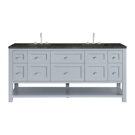 James Martin Vanities Breckenridge 72" Double Vanity, Serenity Blue, w/ 3 CM Phantome Eclos Top 330-V72-SRB-3PHT