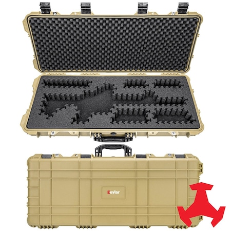 Eylar 38in Hard Rifle Case Equipped With Ragar Reconfigurable & Reusable XP Crosslinked Foam Insert SA00013-TAN-RG-XP