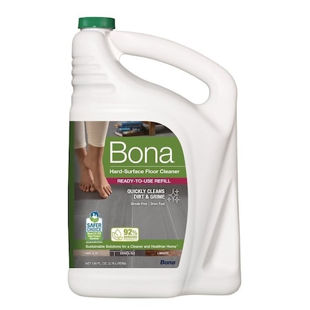 Bona Hard-Surface Floor Cleaner Refill, 128 oz Bottle, Liquid, Mild, Green WM700018172