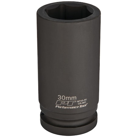 Performance Tool 3/4 in. Dr 30mm Deep Impact Socket, Chrome Moly, Phosphate Coated M743-30