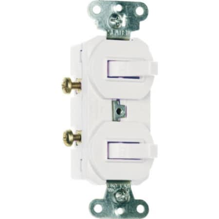 Legrand Double Combination Switch, 15 A, 120/277 VAC, Side Wire Terminal, White 690WGCC6