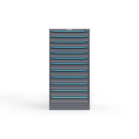 Strong Hold 12 drawer cabinet - (6x 3ft, 6x 4ft) - Blue accents - Keyed Alike S3060-PPAAS-1203FS