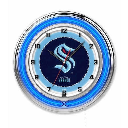 Holland Bar Stool Co Officially Licensed Seattle Kraken Double Neon 19" Clock Clk19SeaKrk