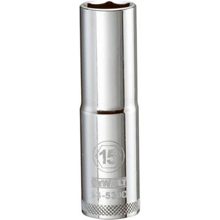 Stanley 0.5 in. Drive, 15 mm 6-Point Polished Chrome Vanadium Steel Socket 227850