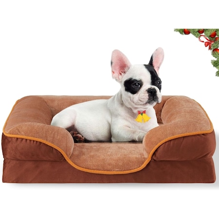 Fluffydream 28in Medium Orthopedic Egg-Crate Memory Foam Dog Bed Dog Bed, Pet Sofa with Washable Re 3A88PTDBEDSOFA28BRN