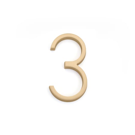 Emtek 7in Modern # 3 House Number Satin Brass Finish 2833US4