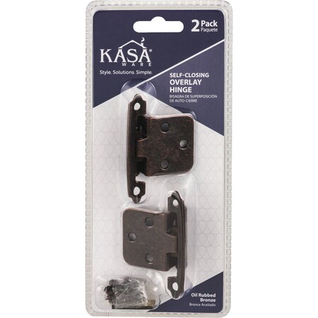 Hardware Resources KasaWare Oil Rubbed Bronze Self-Closing Overlay Hinge, 2PK KFHO-A-ORB2