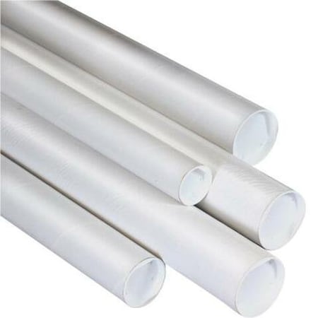 Partners Brand Mailing Tubes with Caps, 2" x 36", White, PK50 P2036W