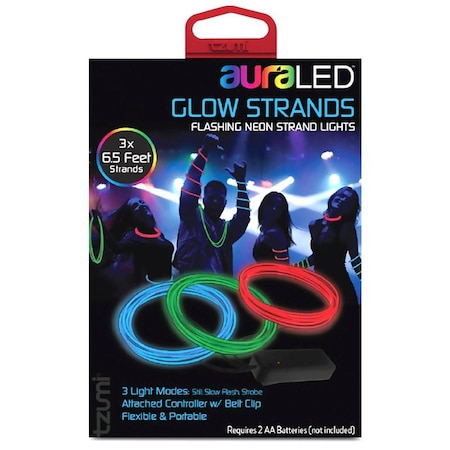 Tzumi Aura LED Glow Strand three 6.5 Foot Flashing Neon Rope Lights w/Three Light modes: Still, Slow Flas 5947