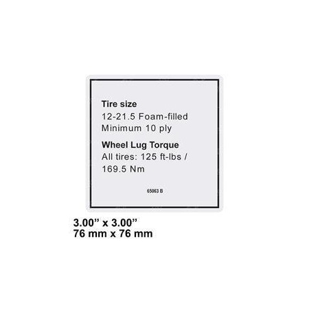 Genie REPLACEMENT DECAL, NOTICE TIRE SPECS 65063GT