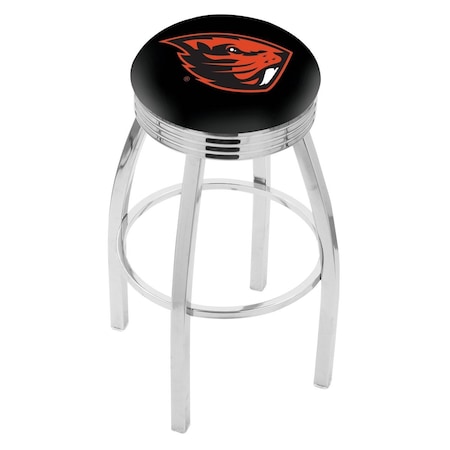 Holland Bar Stool Co 25" Chrome Oregon State Swivel Bar Stool, Accent Ring L8C3C25OregSt