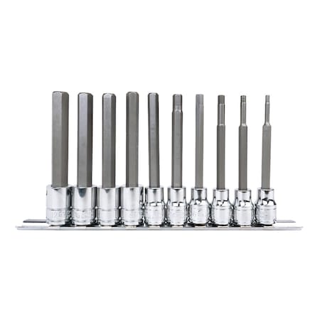 Genius Tools 10PC 3/8in Dr. Metric Long Hex Bit Socket Set BS-310HML