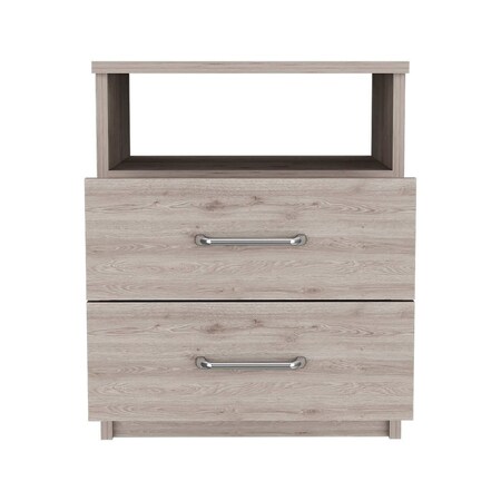 Homeroots 20" Gray Two Drawer Faux Wood Nightstand 543681