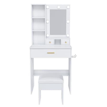 Homeroots 24" White Wood Lighted Mirrored Dresser 691707
