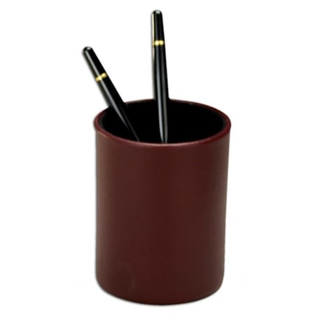 Made-To-Order Burgundy Leather Round Pencil Cup MA59839