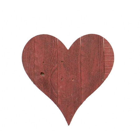 Homeroots 12" Rustic Red Reclaimed Wood Heart Wall Decor 384901