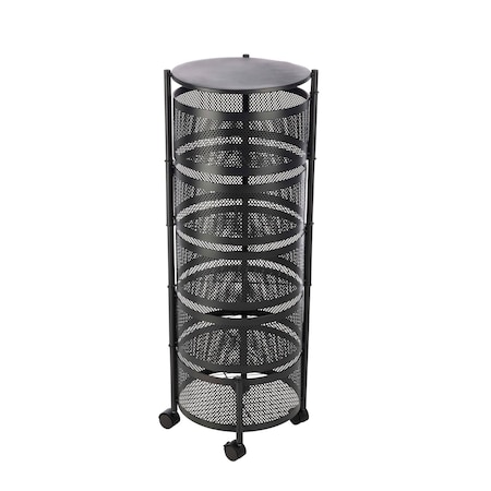 Home-Complete Kitchen Storage Rolling Cart with Wheels 5 Tier Rotating Baskets for Pantry, Bathroom, or Craft Room 83-106-B