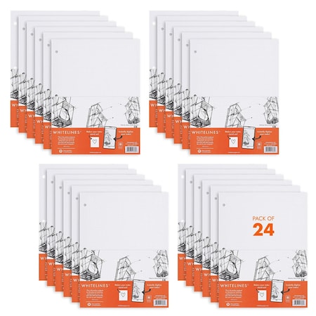 Whitelines Case of Whitelines Engineering Graph Ruled Pads, Gray Paper, 11" x 8.5" 80 Sheets, 3 Hole Punched, PK24 17030CS