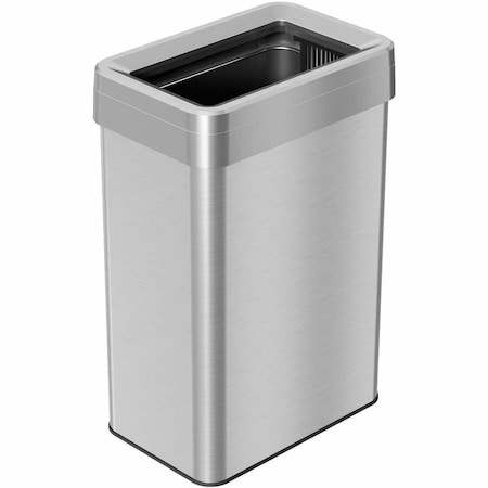 Hls Commercial 16 gal Rectangular Trash Can, Silver, Open Top, Stainless Steel, 10.24 in HLS16UOT