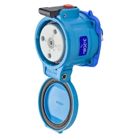 Meltric DR50 RECEPTACLE POLY BLUE SIZE 3 TYPE 3R 3P+G 50 A 208 VAC 60 Hz NO AUX 31-34233-K16