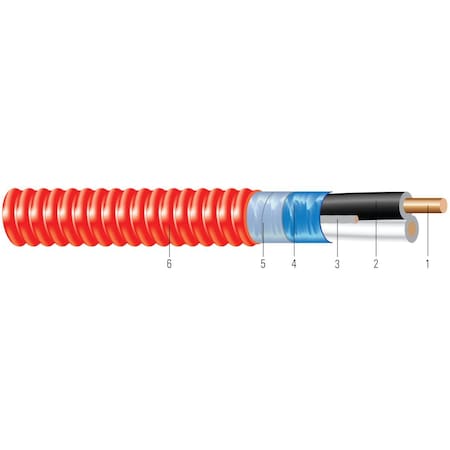Southwire Metal Clad Building Cable, MC, 16 AWG, 2C with Ground C, Red, Aluminum, Solid, 600V AC, 1000 ft 55455103