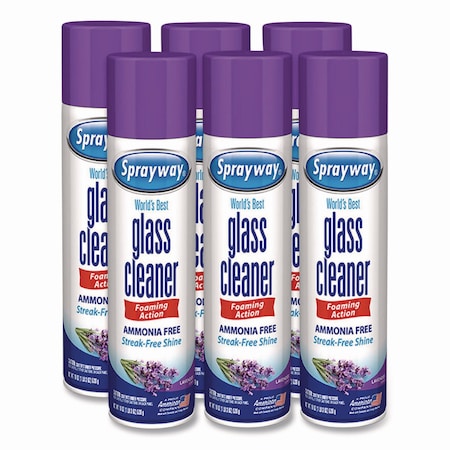 Sprayway Glass Cleaner, Lavender, 19 oz Aerosol Spray, 6PK 1000047224