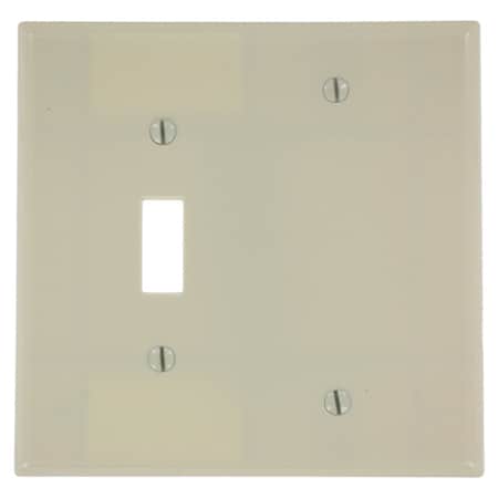 Leviton Combination Wallplate, Midway Size, Gang 2, Ivory 80506-I