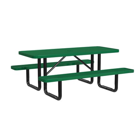 Leisure Craft Rectangle Picnic Table, Green, In Ground Mount, 6 ft L T6XPIG-GREEN