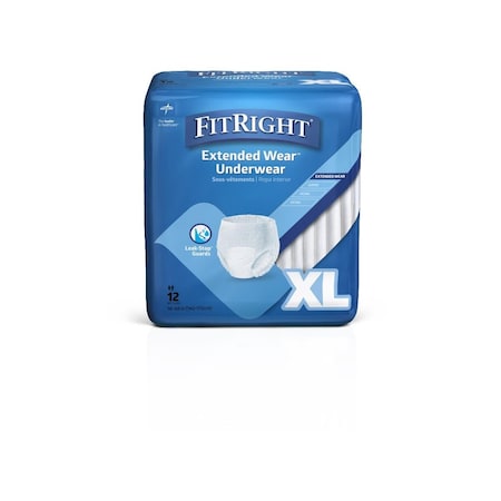 Medline Extended Wear Adult Underwear, Size XL (56in to 68in Waist), 12PK MSC53600H