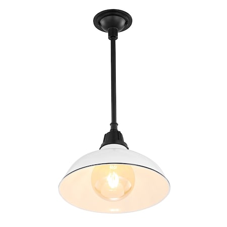 Jonathan Y Jasper 12.25" 1-Light Farmhouse Industrial Indoor/Outdoor Iron LED Pendant, White JYL7611A