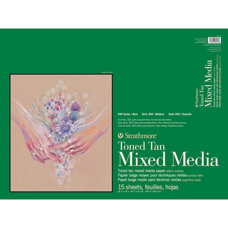 Strathmore 400 Series Mixed Media Pad, Toned Tan, Glue Binding, 15 Sheet, 18x24 inch P462-218