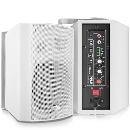 Pyle Pyle Wall Mount Home Speaker System, Wireless Bluetooth, Indoor/Outdoor, Aux & RCA, White PDWR53BTWT