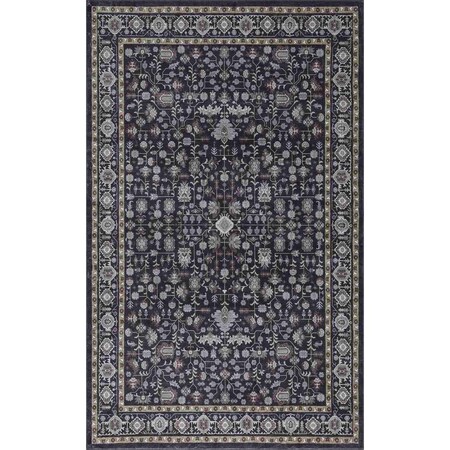 Jonathan Y Subtlety Medallion All-Over Floral Border Non-Slip Washable Charcoal/Ivory 5ft x 8ft Area Rug WSH504F-5