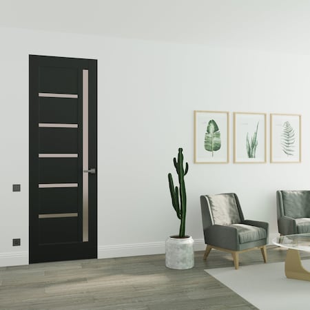 Sartodoors Hidden Door Black 24x84 Solid Core Modern Interior QUADRO4088MF-BLK-24x84-LH-I