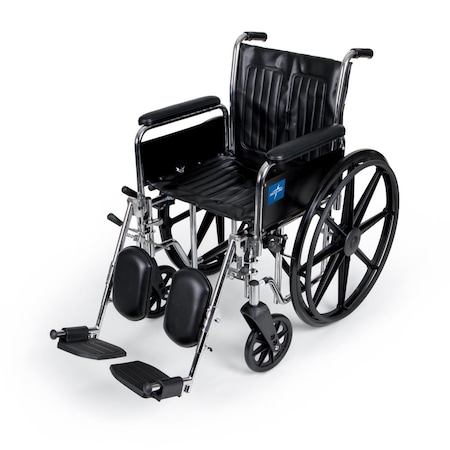 Medline Excel Wheelchair, Full-Length Arms, Elevating Leg Rests, 18in MDS806300DFLA