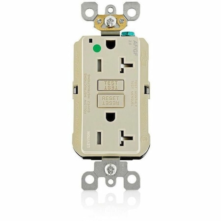 Leviton Receptacle, 20 A, 125V AC, Ivory AGTR2-HGI