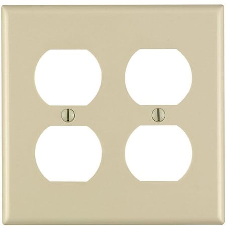 Leviton Faceplate, Number of Gangs: 2 Urea, Ivory 86016-000