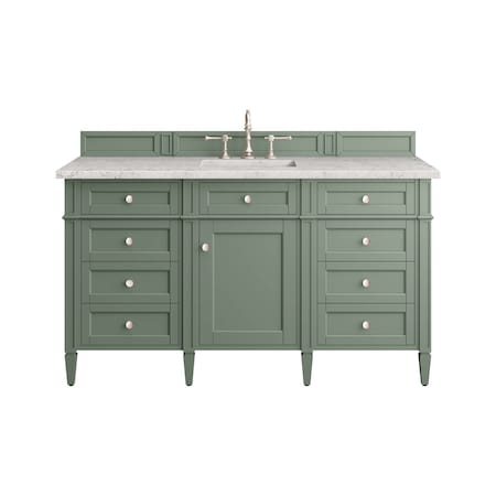 James Martin Vanities Brittany 60'' S Vanity, Smokey Celadon w/ Jasmine Pearl Top w/FreePower Wireless Charger 650-V60S-SC-FEJP