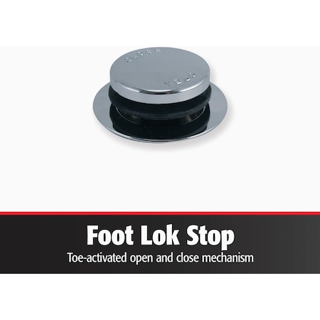 Keeney Mfg Foot Lok Stop Plastic Bath Drain with Polished Chrome Trim 63W