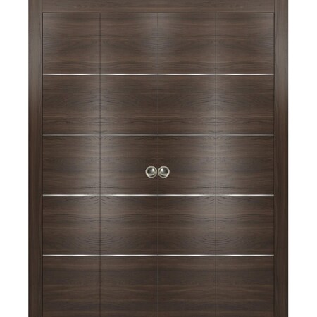 Sartodoors Sliding Closet Double Bi-fold Doors, Planum 0020 Chocolate Ash, Sturdy Tracks Moldings Trims Hardwa PLANUM0020DBF-CA-96 x 96 (4* 24x96)
