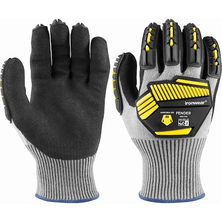 Ironwear Impact and A6 Cut Resistant HPPE Gloves with Nitrile Palm, Small 4922-TPR-SM
