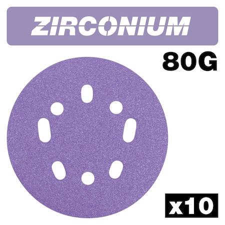 Trend Tool Technology Zirconium 5 Inch Random Orbit 80 Grit Sanding Discs, Pack of 10, AB/125/80Z, 10PK U*AB/125/80Z