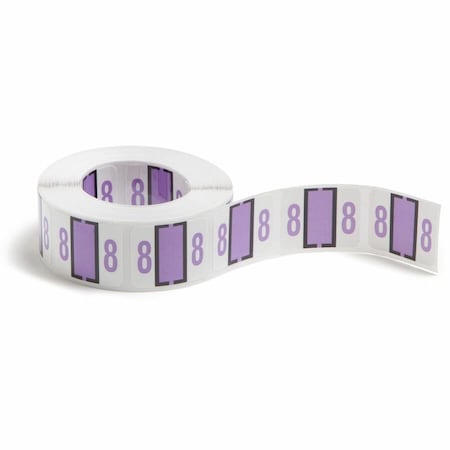 Smead NUMERICAL END TAB FILE FOLDER LABELS, 8, 1 X 1.25, WHITE, 500/ROLL 67378