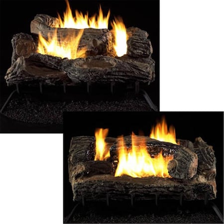 Perfectpillows 27 in. Multi-Sided Dual Flame Gas Log Set with Millivolt Control - Remote Ready PE1071010